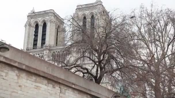 Vista de Notre Dame de Paris, Francia — Vídeo de stock