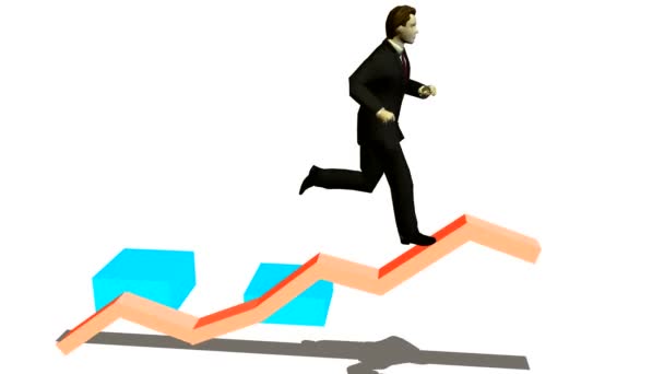 Businessman runs under diagramme upwards — Stock Video