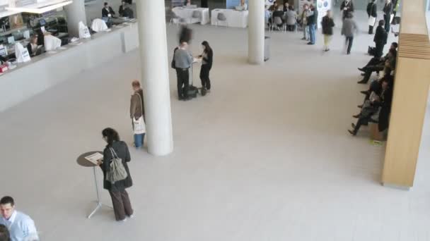 In einer halle auf der konferenz cepic - bilder industrie in dublin, irland. — Stockvideo