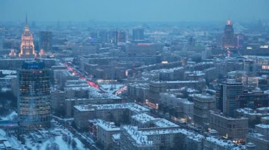 Üstten Görünüm gece Kışlıklar Moskova, Rusya