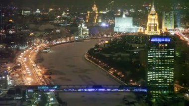 gece bagration Köprüsü ve Moskova ofis bloğu kule 2000 Üstten Görünüm