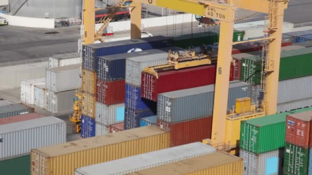 Empilements de conteneurs de fret dans le port maritime, Muscat, Oman . — Video