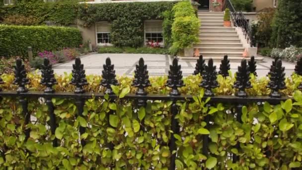 Old brick house coated with vines somewhere in Ireland — Stock Video