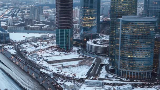 Moscow International Business Center also known as Moscow-City in Moscow — Stock Video