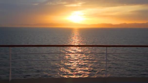 Evening sea, view from deck of moving ship — Stock Video