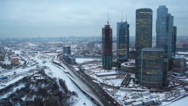 Moscow International Business Center also known as Moscow-City in Moscow — Stock Video