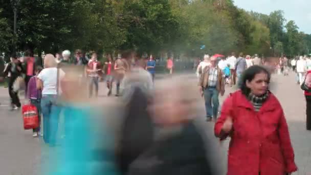 Massor av människor gå i sokolniki park — Stockvideo