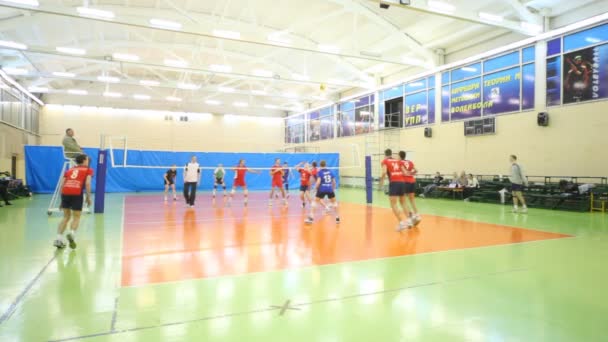 Les jeunes hommes jouent au volleyball . — Video