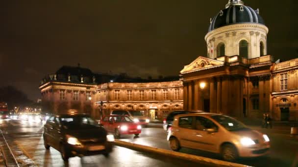 Institut de France and road — Stock Video