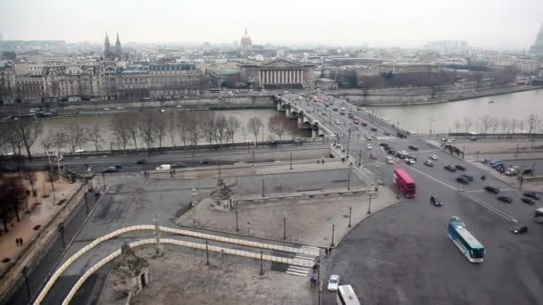 Pont de la concorde pohled z roue de paris — Stock video