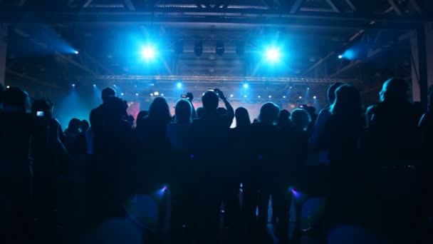 Silhouette of people who look a concert — Stock Video