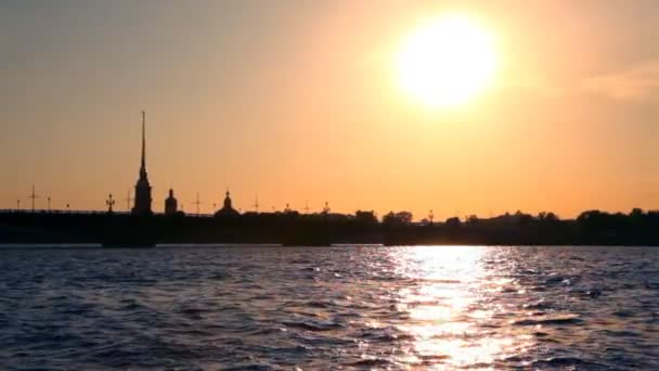 Peter and Paul Fortress during sunset, St. Petersburg — Stock Video