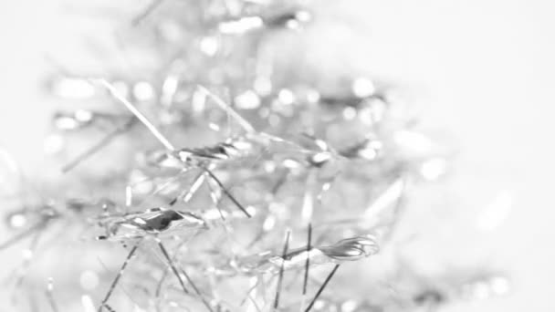 マクロ回転の銀のクリスマス ツリー — ストック動画