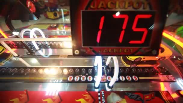 Slot machine close-up with flashing bulbs — Stock Video