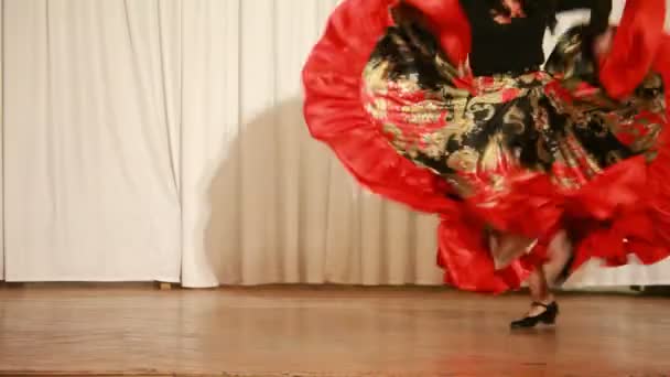 ジプシーのハイヒールの女性の伝統的な踊りを実行します。 — ストック動画