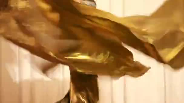 Танцівниця живота в одязі обертається під час фотосесії в студії — стокове відео