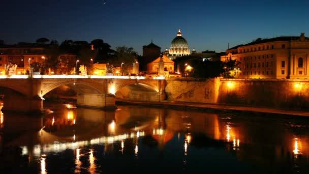 Dome of Saint Peters Cathedral is seen behind the buildings — Stock Video