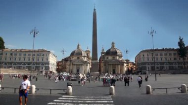 An egyptian obelisk of Ramesses II from Heliopolis in the center of Piazza del Popolo