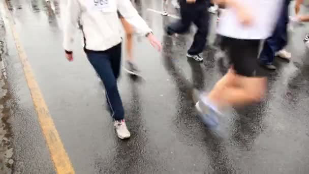 Wiele osób prowadzących nogi w Moskwie xxx międzynarodowego pokoju maraton — Wideo stockowe
