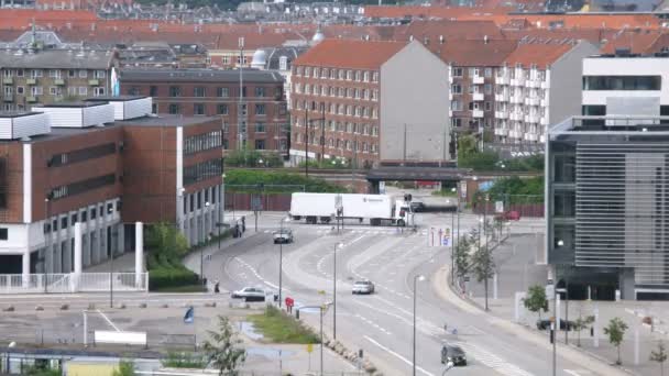 在哥本哈根 nordhavnen 区，时间间隔的十字路口 — 图库视频影像