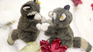 Porsuk çifti ve stand üzerinde yapay kar tilts