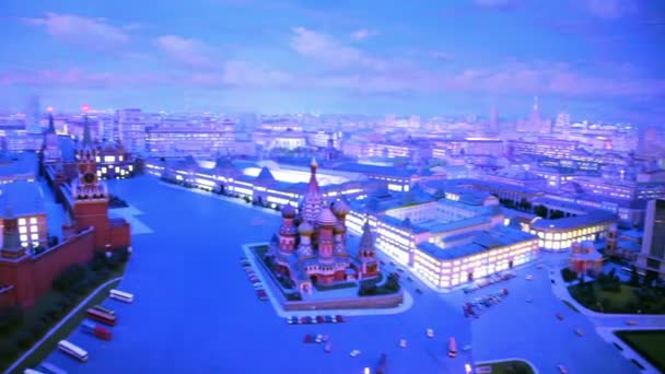 Nacht diorama Moskou - hoofdstad van de Sovjet-Unie door yefim deshalyt voor nationale tentoonstelling 1977 in Amerika — Stockvideo