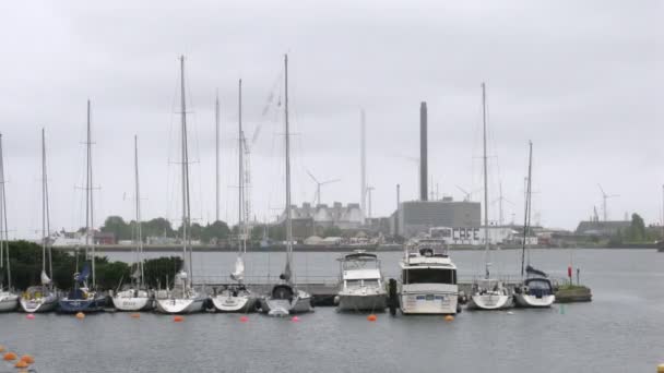 Yahts bij baai lynetten district — Stockvideo