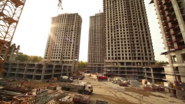 Панорама будівельного майданчика — стокове відео