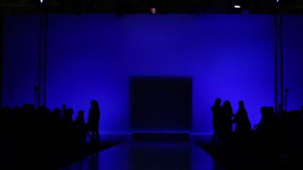 Lot of people are waiting for beginning of fashion show — Stock Video