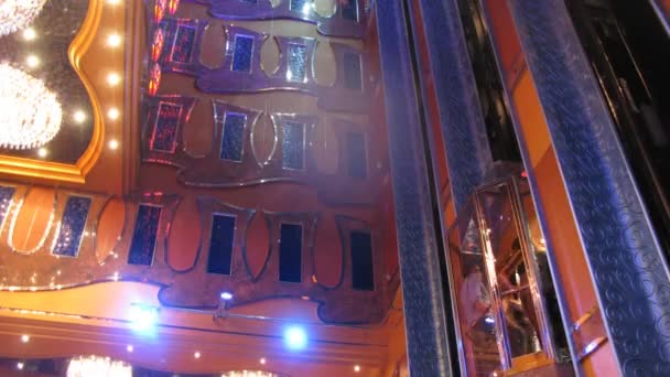 Elevators operate inside beautiful cruise liner — Stock Video