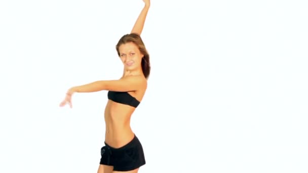 Menina bonita dança — Vídeo de Stock