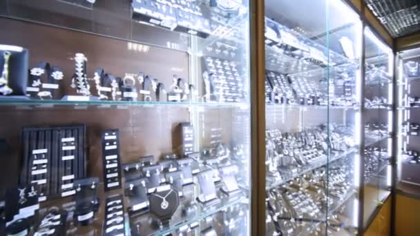 Showroom et vitrines avec bijoux dans le salon Estet — Video