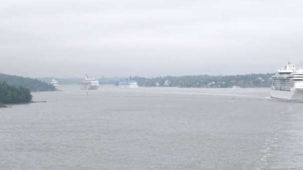 巡航划线员交通在斯德哥尔摩湾，时间间隔 — 图库视频影像