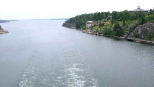 Cruise liner trace changes as ship turns, time lapse — Stock Video