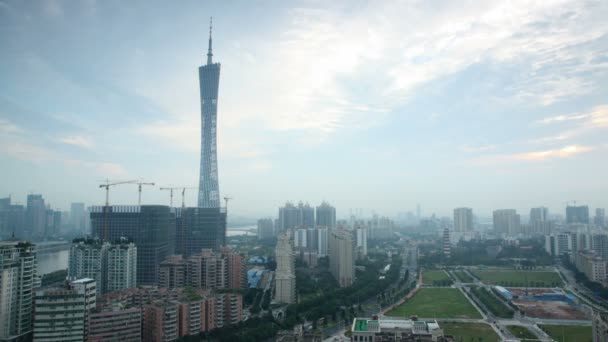 Bau guangzhou neuen Fernsehsender Bürogebäude — Stockvideo