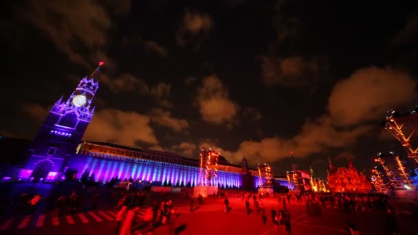Πρώτο Διεθνές Φεστιβάλ φωτός κύκλο Κρατήσου Κόκκινη πλατεία — Αρχείο Βίντεο