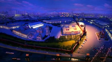 gece diorama Moskova projektör ışığı