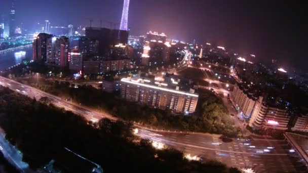 车在晚上去通过珠江桥 — 图库视频影像