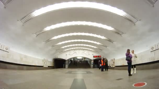 Los trenes vienen y salen de la estación de metro Perovo — Vídeos de Stock