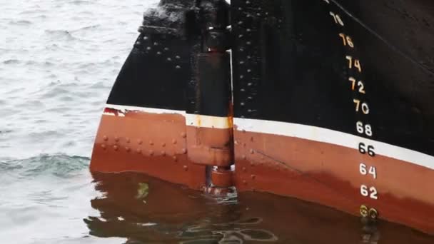 Op oude schip ligger figuur is het meten van water niveau — Stockvideo