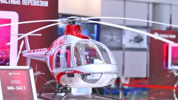 Miniature of Mi34C1 helicopter stand on International exhibition — Stock Video