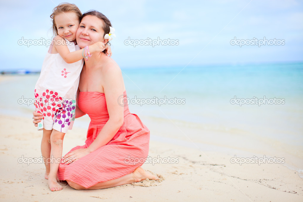Mother and daughter outdoors