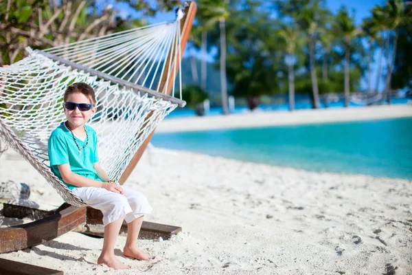 Cute boy in hammock — Stock Photo, Image