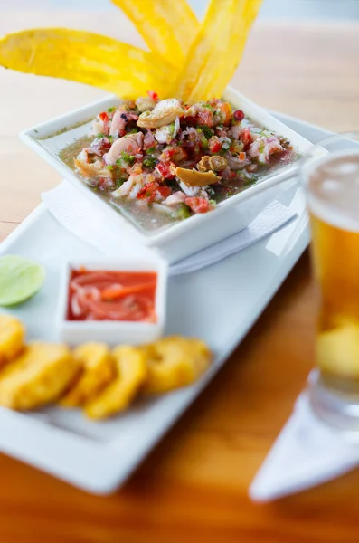 Teller mit Ceviche — Stockfoto