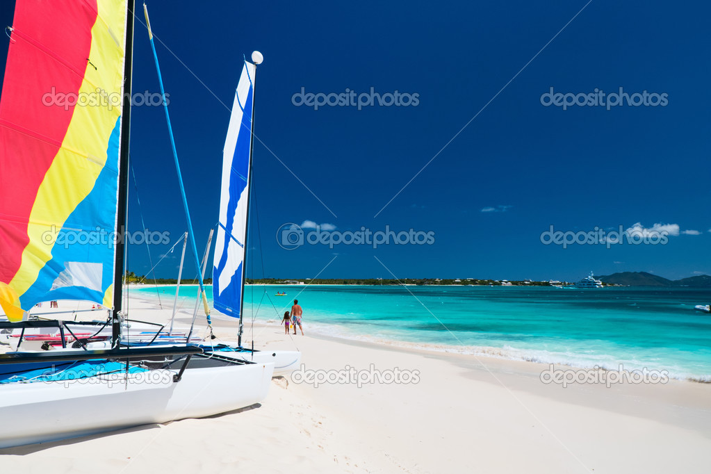 Catamarans at tropical beach