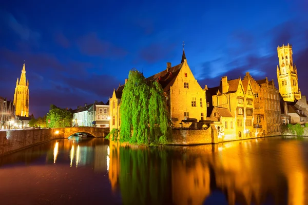 Bruges città di notte — Foto Stock