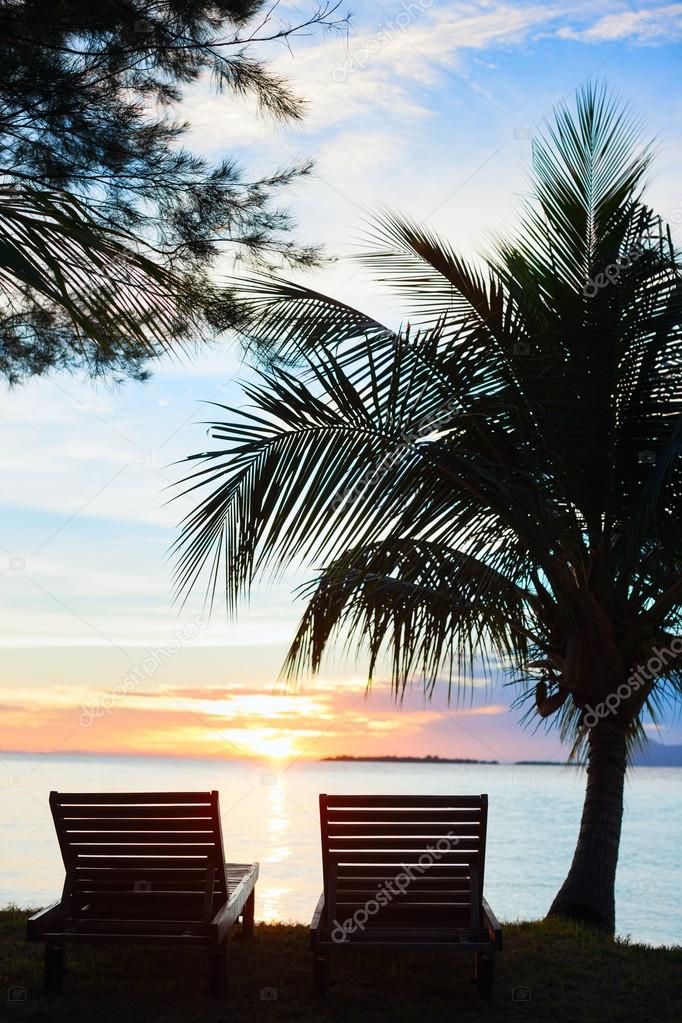 Sunset at tropical resort
