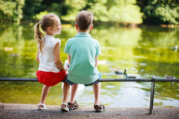 공원에서 두 아이 — 스톡 사진