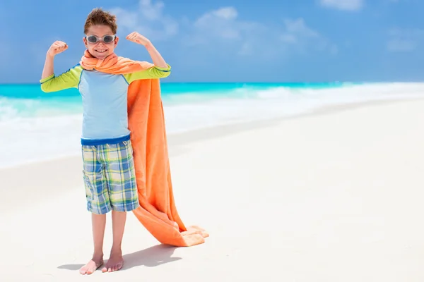 Superbohater zabawa na plaży — Zdjęcie stockowe