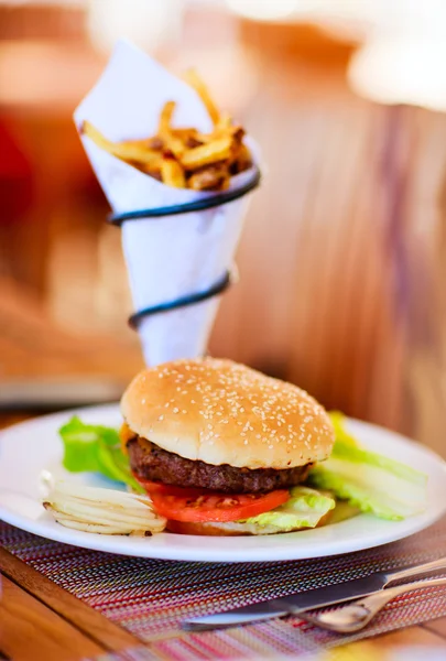 Frytki i hamburgery — Zdjęcie stockowe